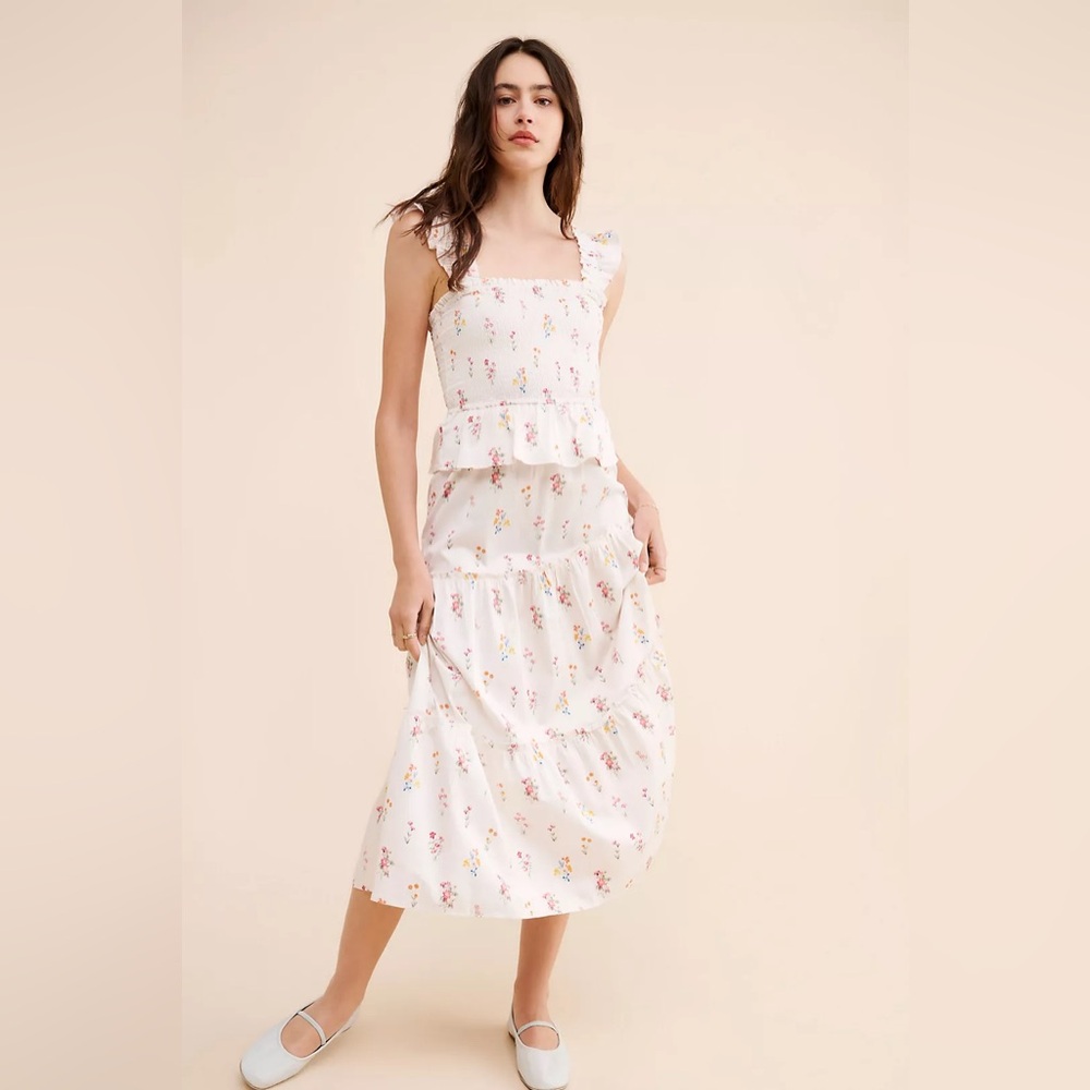 Rachel Parcell Smocked Flutter Midi Dress  Anthropology